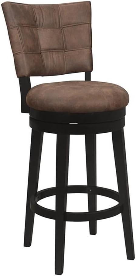 30" Kaede Wood and Upholstered Swivel Barstool Black/Chestnut - Hillsdale Furniture: Matte Finish, Faux Leather, Fixed Height