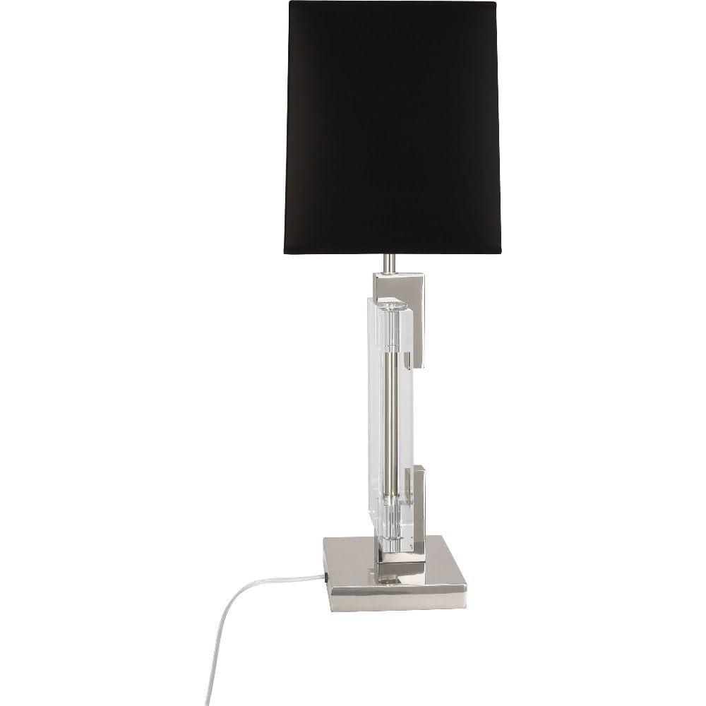 Rectangular Black Parchment Table Lamp with Matte Silver Lining