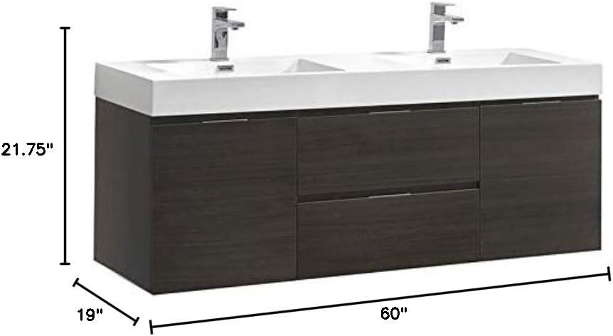 Fresca Valencia 60" Wall Mount Double Sink Bathroom Vanity with Top and Sinks (Faucets Not Included)