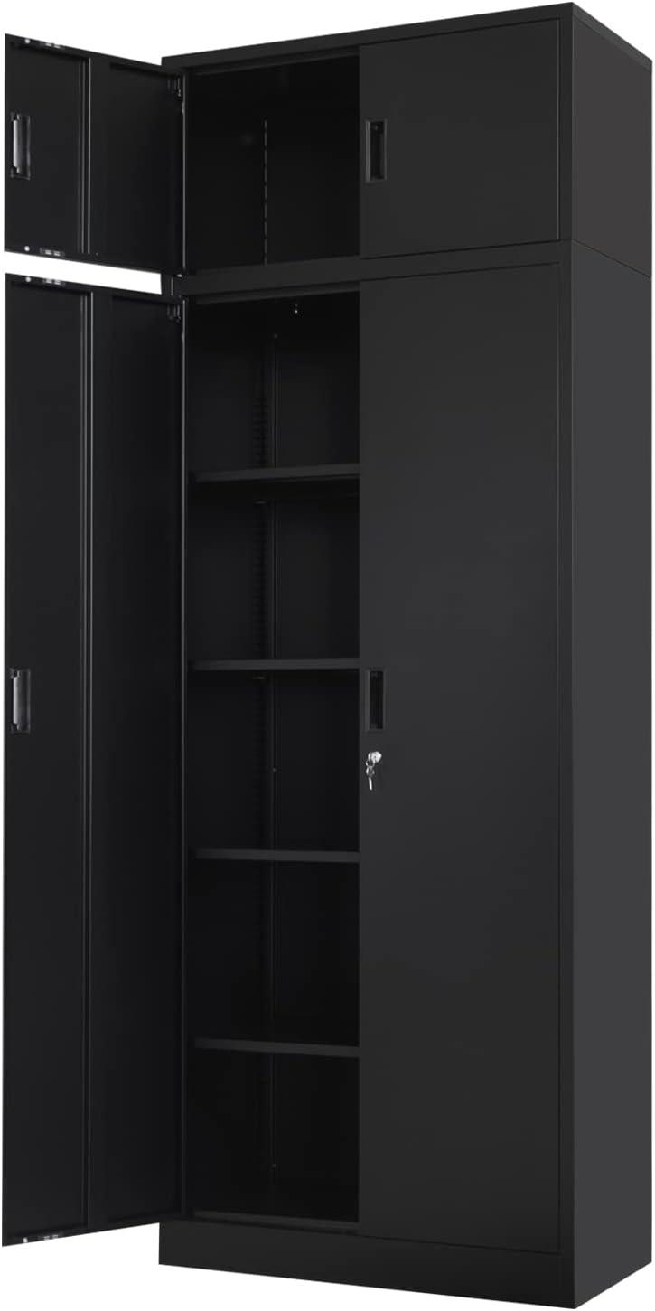 Metal Storage Cabinet, Locking Cabinet with 5 Adjustable Shelves for Garage, Office, Home, Classroom- Black