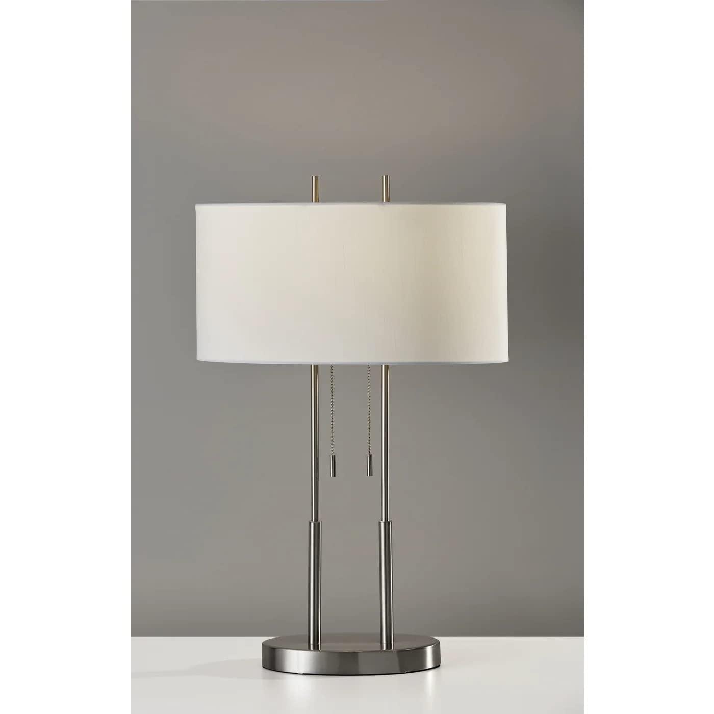 Duet Table Lamp Silver - Adesso: Modern Accent Lighting, Polyester Shade, Metal Body, ETL Listed