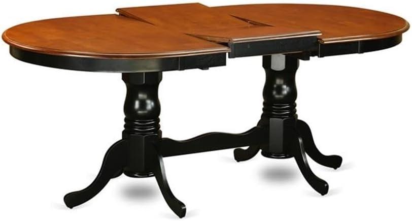 Plainville Dining Table - Charming Country Casual Design, Expandable to 78 Inches, Black & Cherry Color Scheme, Vintage-Inspired Legs.