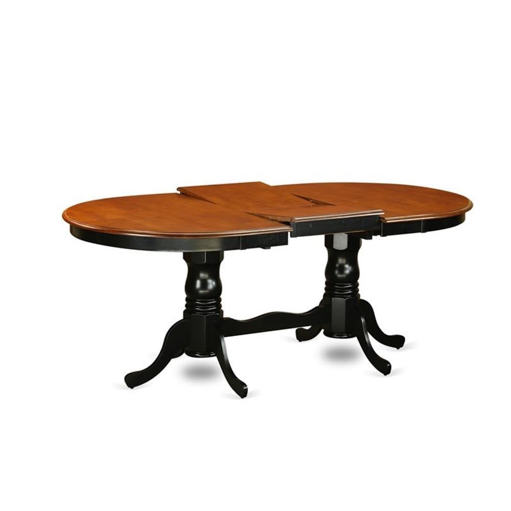 Plainville Dining Table - Charming Country Casual Design, Expandable to 78 Inches, Black & Cherry Color Scheme, Vintage-Inspired Legs.