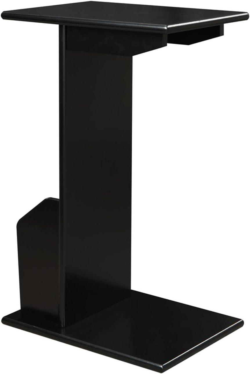 C-Shaped Black Wood Magazine Holder End Table