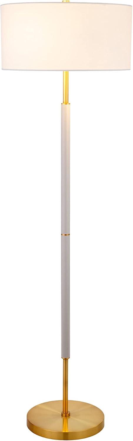 Henn&Hart 17" Cool Gray/Brass Metal/Fabric Floor Lamp