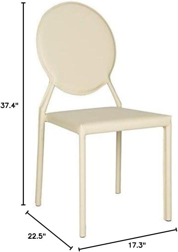 Warner Round Back Leather Side Chair (Set of 2) - FOX2018 - Butter Cream - Safavieh Couture