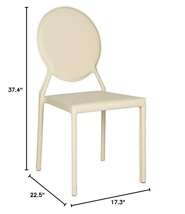 Warner Round Back Leather Side Chair (Set of 2) - FOX2018 - Butter Cream - Safavieh Couture