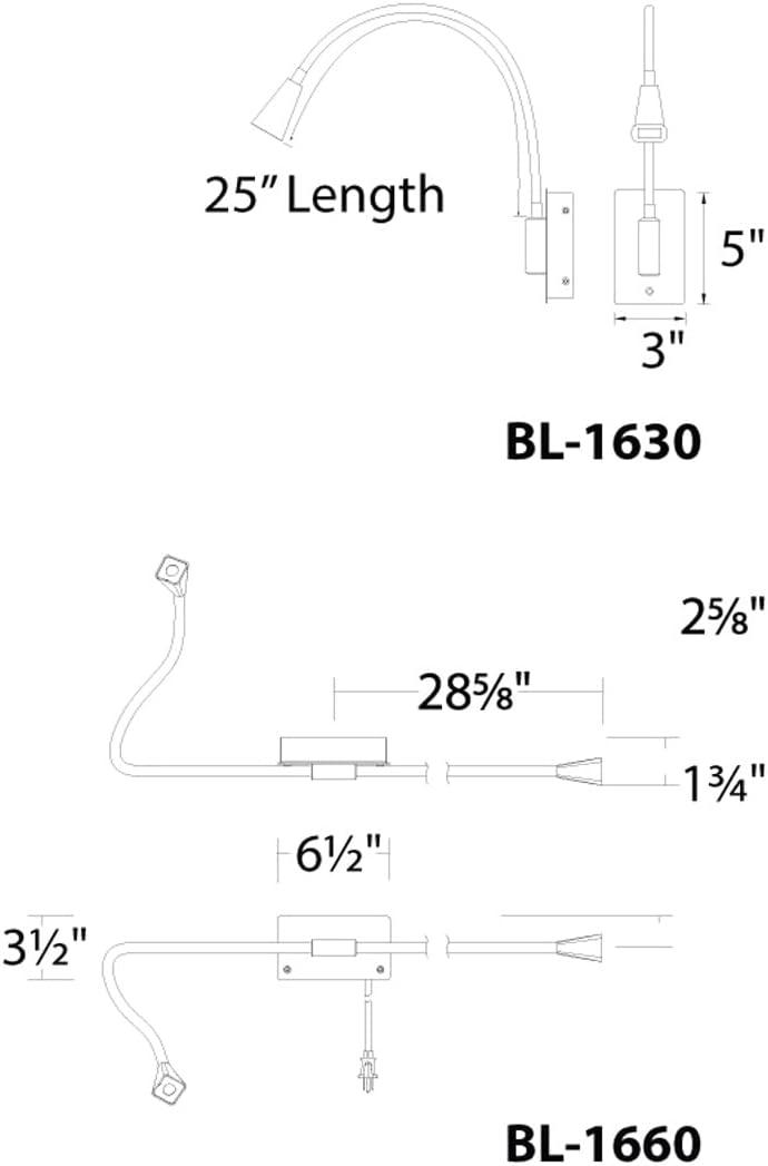 WAC Lighting Stretch LED Contemporary Metal Swing Arm in Black/White