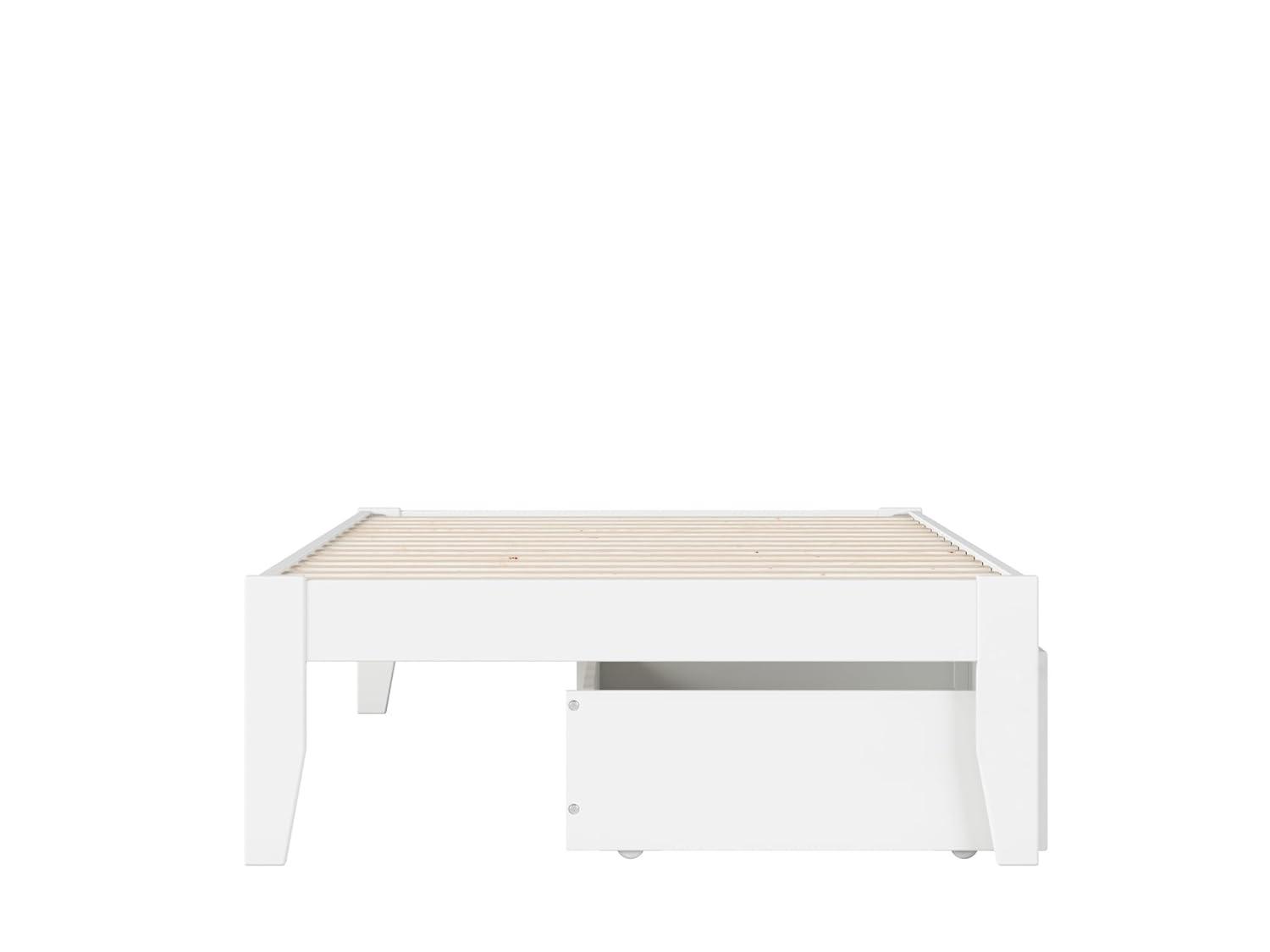 Twin Colorado Bed with USB Turbo Charger & 2 XL Drawers White - AFI: No Box Spring Required, Mid-Century Modern