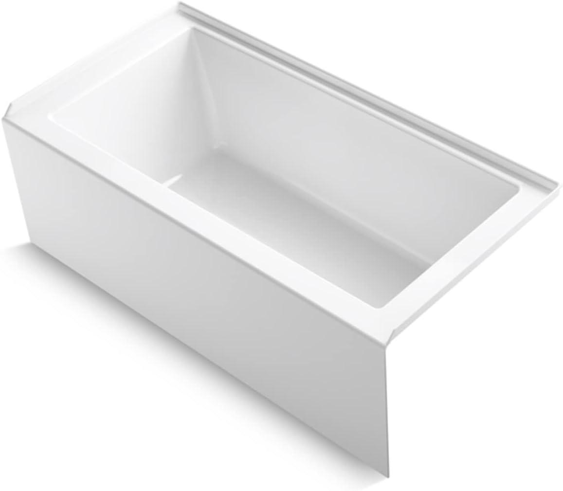 Underscore® 60" x 30" Rectangular Alcove Soaking Bathtub with Slotted Overflow and Integral Apron