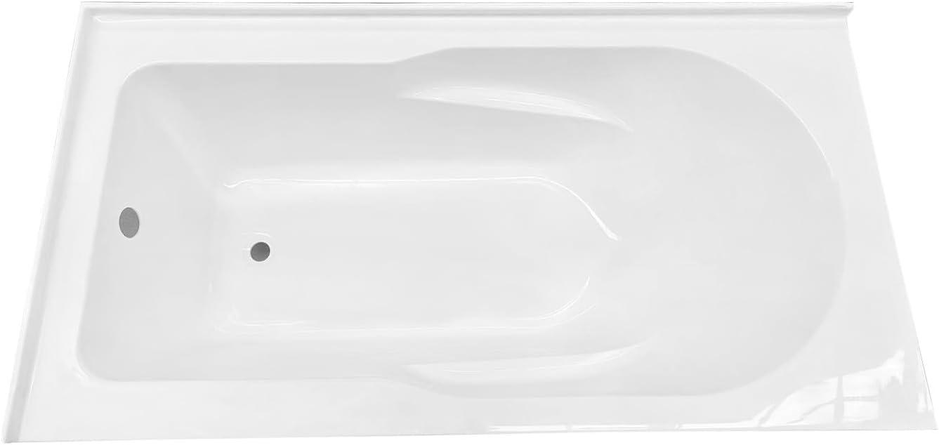 Kingston Brass Aqua Eden 60-Inch Acrylic Rectangular 2-Wall Corner Alcove Tub, Hand Drain