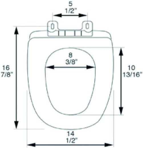 1Q1R9-90 Styled for Eljer New Emblem Square Front Design Toilet Seat with Vari-Adjust Lok-Down Heavy Duty Hinge, Round, Black