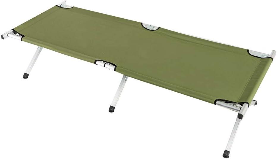 Army Green Portable Folding Camping Cot with Aluminum Frame