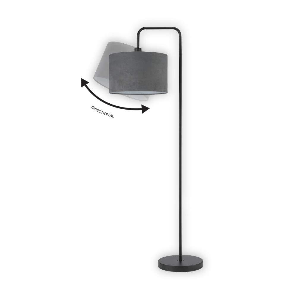 Globe Electric Barden 58" Black Floor Lamp with Dark Gray Velvet Shade Made of Metal Material
