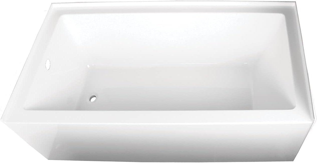 Kingston Brass Aqua Eden 66-Inch Acrylic Rectangular 3-Wall Alcove Tub