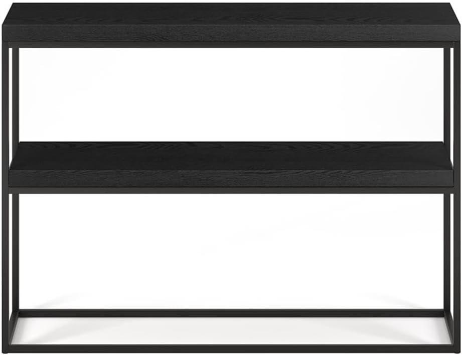 Evelyn&Zoe Edmund 42" Wide Rectangular Console Table, Black Grain