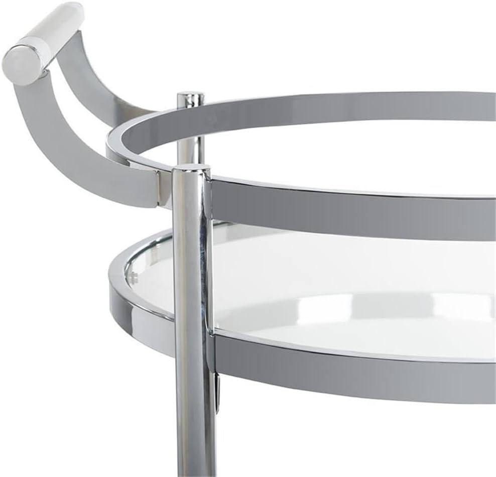 Sienna 2 Tier Round Bar Cart - BCT8001C - Chrome/Glass - Safavieh