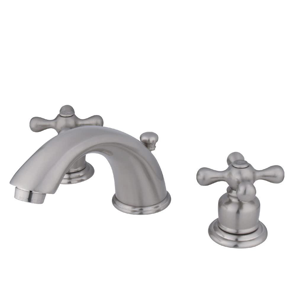 Kingston Brass Victorian Two-Handle 3-Hole Deck Mount Widespread Bathroom Faucet with Retail Pop-Up Drain