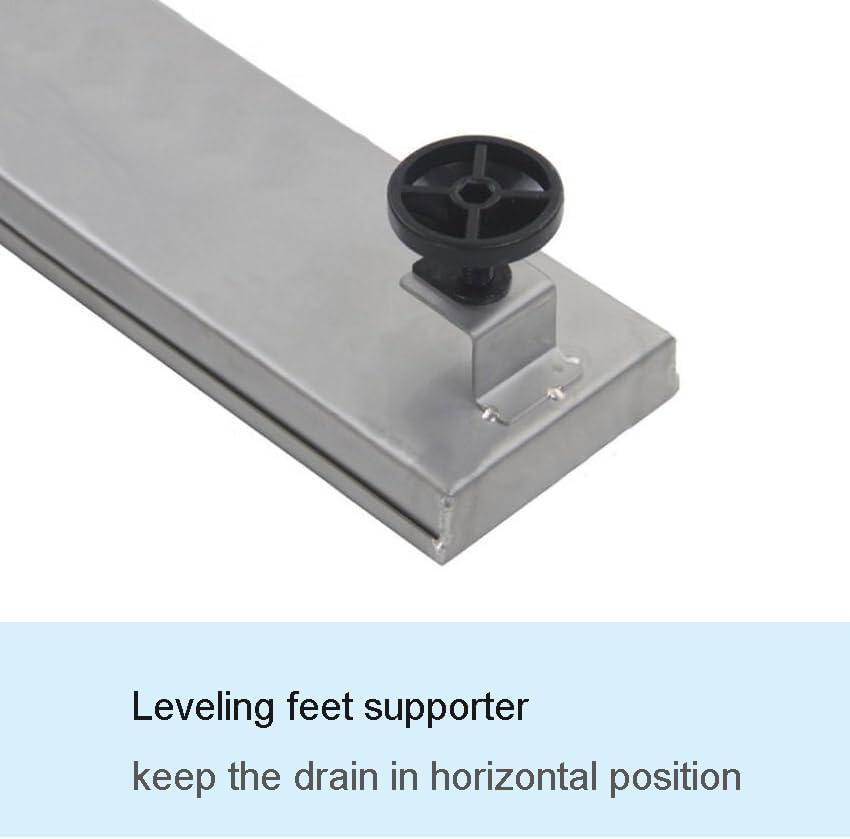 Accreate 24 Inch Linear Shower Drain, Brushed Nickel Shower Floor Drain, High Flow Shower Drain Kit with Removable Grid Cover, Hair Filter and Adjustable Leveling Feet