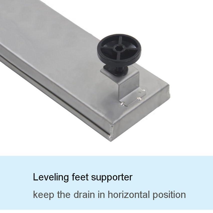 Accreate 24 Inch Linear Shower Drain, Brushed Nickel Shower Floor Drain, High Flow Shower Drain Kit with Removable Grid Cover, Hair Filter and Adjustable Leveling Feet