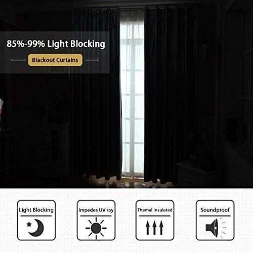 Coodeto Short Blackout Curtains Black, Set of 2, W52 x L63 - Blackout Curtains for Kitchen and Kids Bedroom
