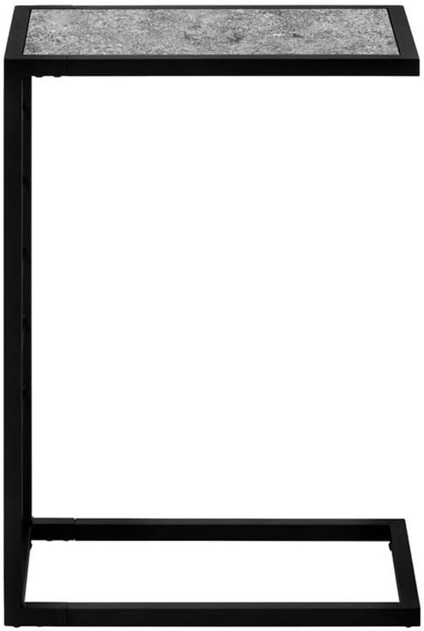 Monarch Specialties Accent Table C-Shaped End Side Snack Living Room Bedroom Metal Laminate Grey Black Contemporary Modern