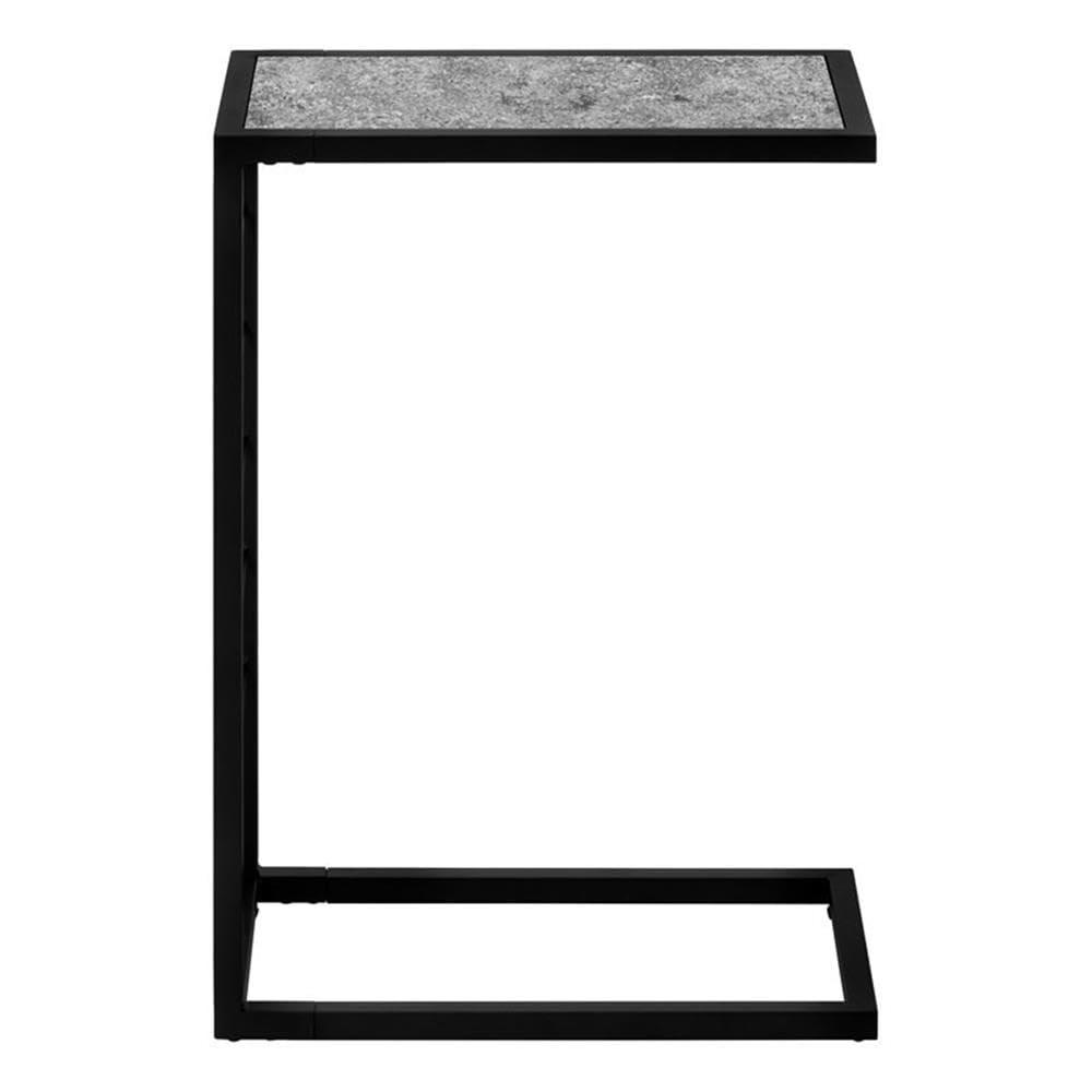 Monarch Specialties Accent Table C-Shaped End Side Snack Living Room Bedroom Metal Laminate Grey Black Contemporary Modern