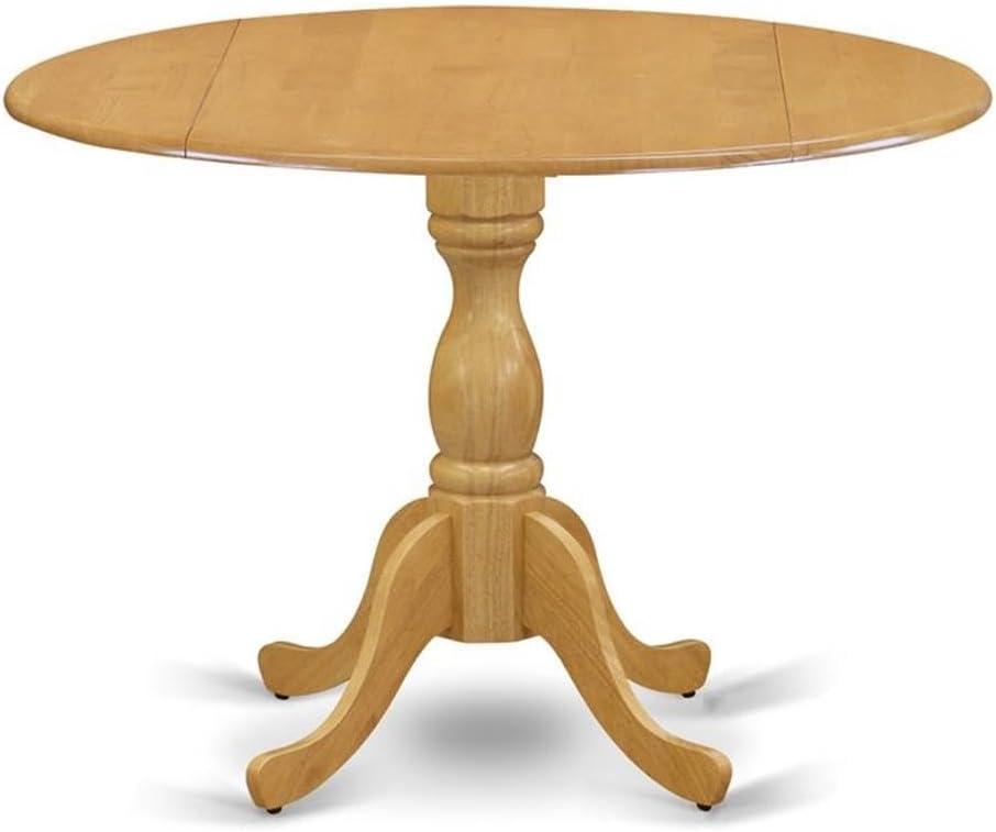 East West Furniture Dublin Wood Dining Table with Pedestal Legs in Oak