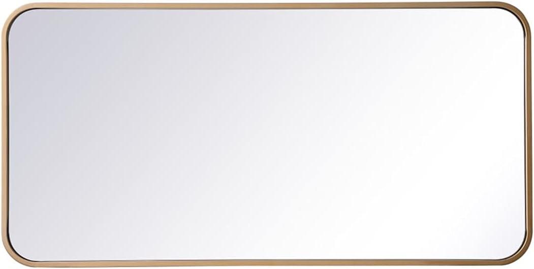 Soft corner metal rectangular mirror 18x36 inch in Brass