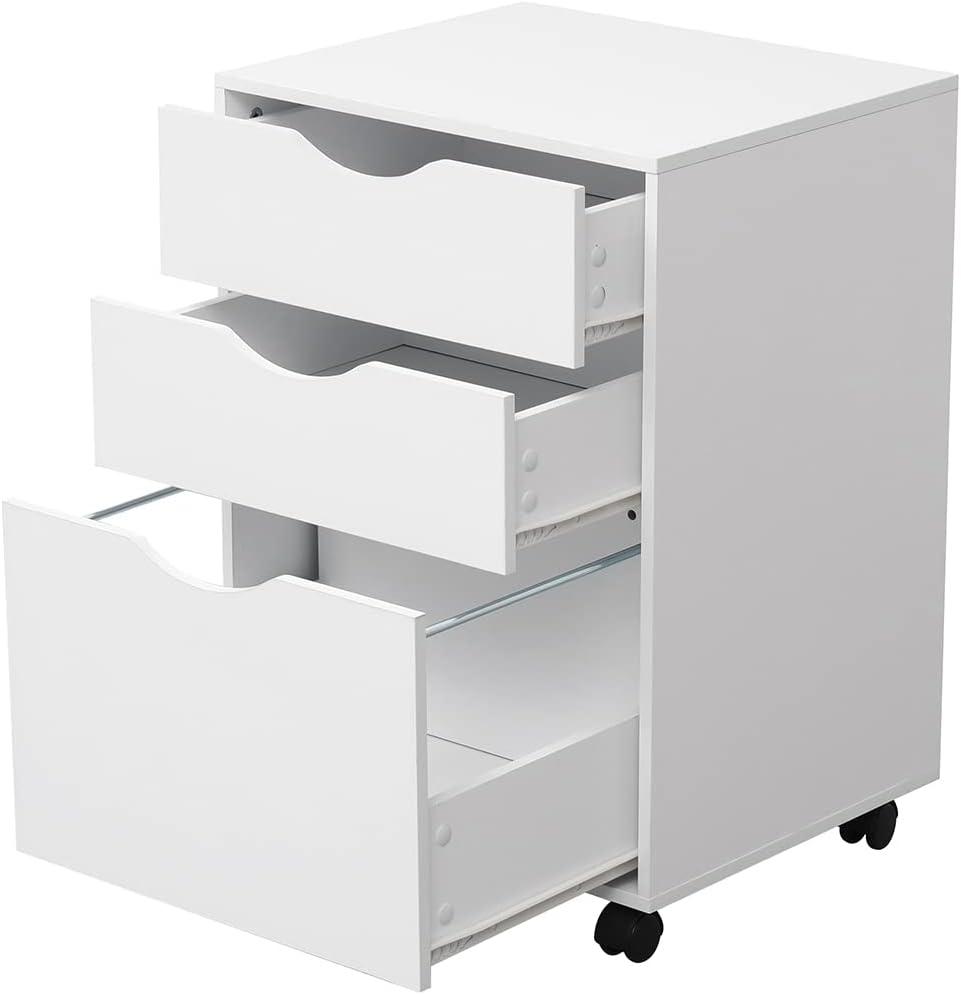 White Mobile 3-Drawer Legal Size Filing Cabinet