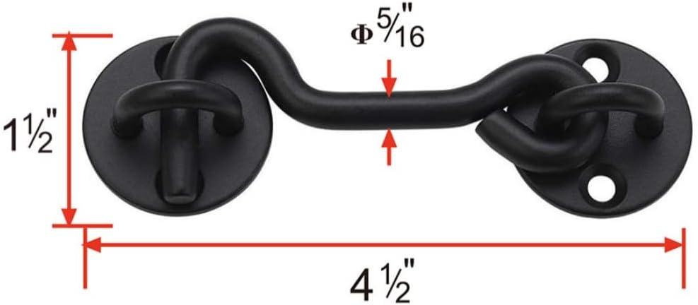 MAXAYA 4” Privacy Hook And Eye Gate Latch Easy Lock For Barn Door, Blac...