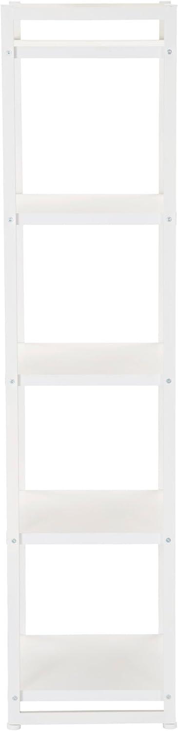 Household Essentials Jamestown Narrow 5 Shelf Open Storage Bookshelf Scandinavian White and White Metal