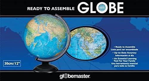 Replogle Ready to Assemble World 12" Diameter Globe, USA Cartography, Modern Acrylic Globe Stand and Blue Ocean Globe Ball. Easy to assemble globe that shows both Political and Vegetative information including political borders and provincial borders, major ocean currents, detailed lakes, rivers, tributaries and canals.