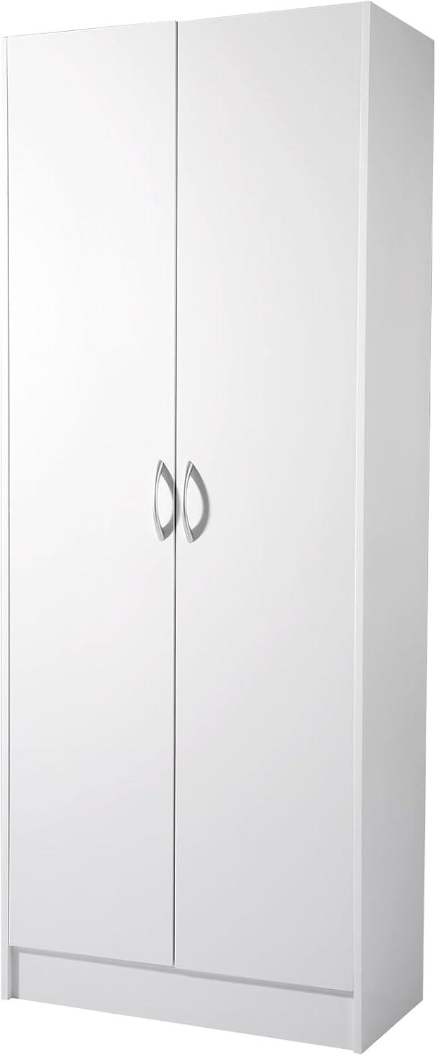 White 60" Tall Freestanding Kitchen Pantry Cabinet with Adjustable Shelves