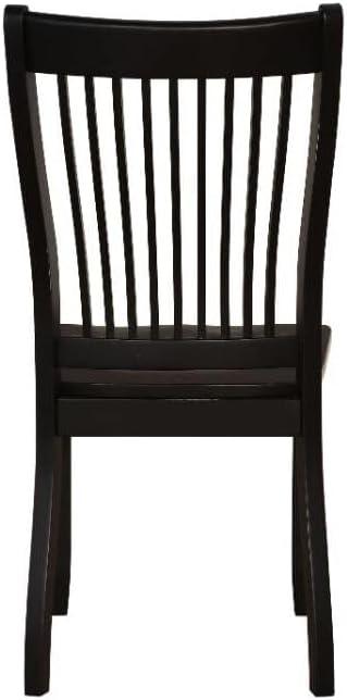 Elegant Renske Black Wooden Side Chair with Slatted Backrest, Set of 2