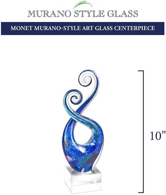 Monet Murano Style Art Glass Swirl Centerpiece on Crystal Base 10"