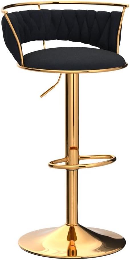 Modern Velvet Adjustable Swivel Bar Stools Set of 2 Orange