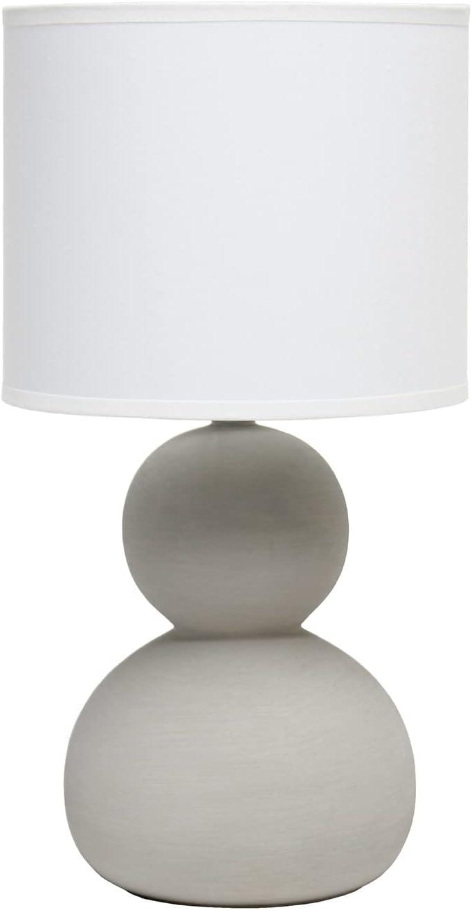 Edison White Ceramic Gourd Nightstand Lamp with Barrel Shade