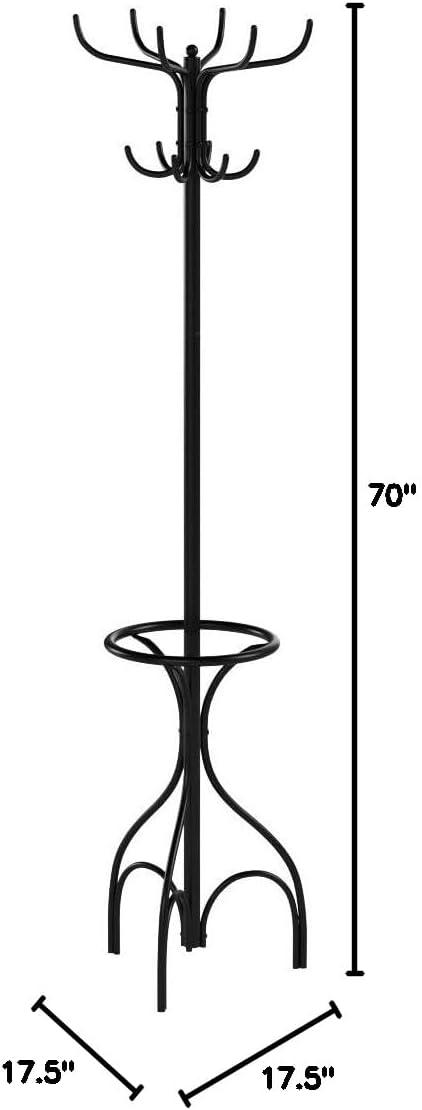 Coaster Company 4-Hook Coat Rack with Umbrella Stand, Black