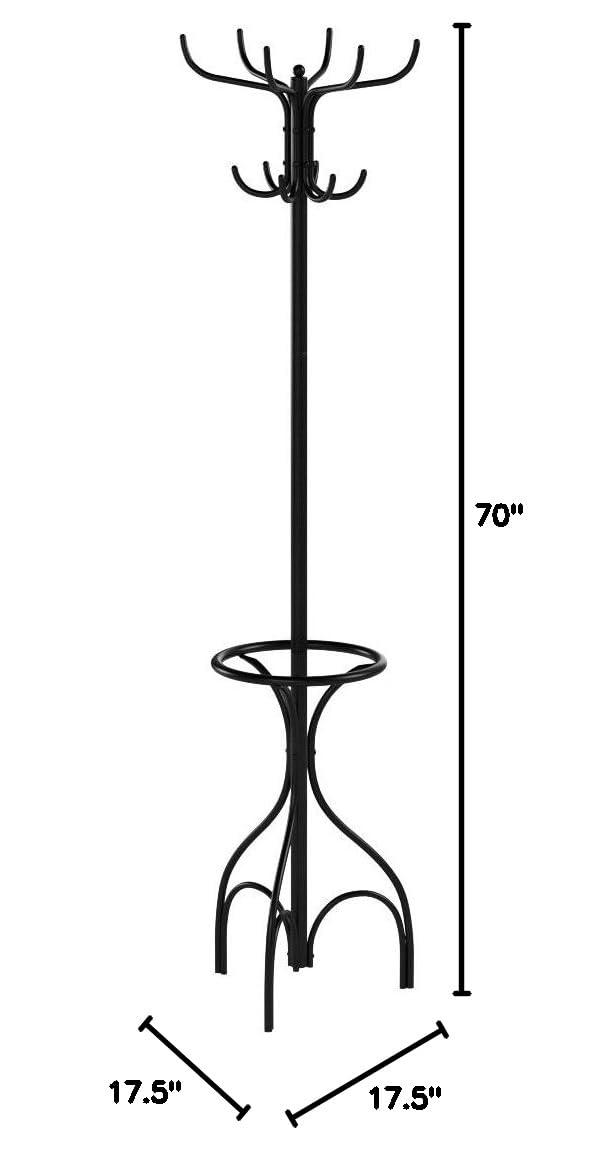 Coaster Company 4-Hook Coat Rack with Umbrella Stand, Black
