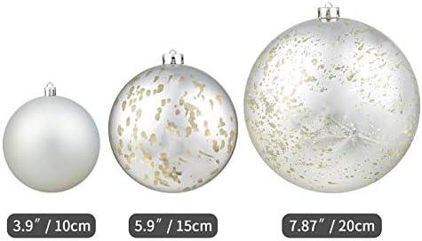 XmasExp 4in Large Christmas Ornaments Christmas Ball Ornaments Giant Tree Decoration Shatterproof Decorative Hanging Balls for Holiday Party Decor (Silver,4pcs)