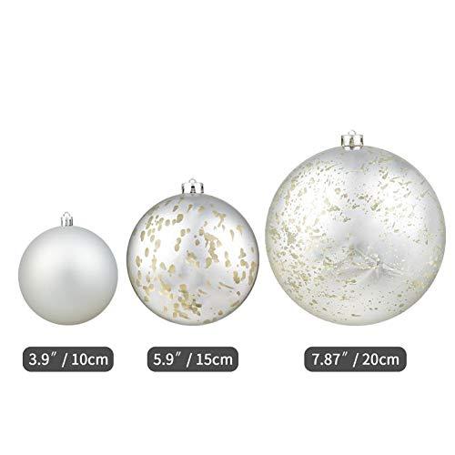 XmasExp 4in Large Christmas Ornaments Christmas Ball Ornaments Giant Tree Decoration Shatterproof Decorative Hanging Balls for Holiday Party Decor (Silver,4pcs)