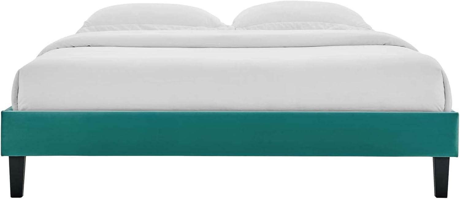 Modway Reign King Performance Velvet Platform Bed Frame in Teal