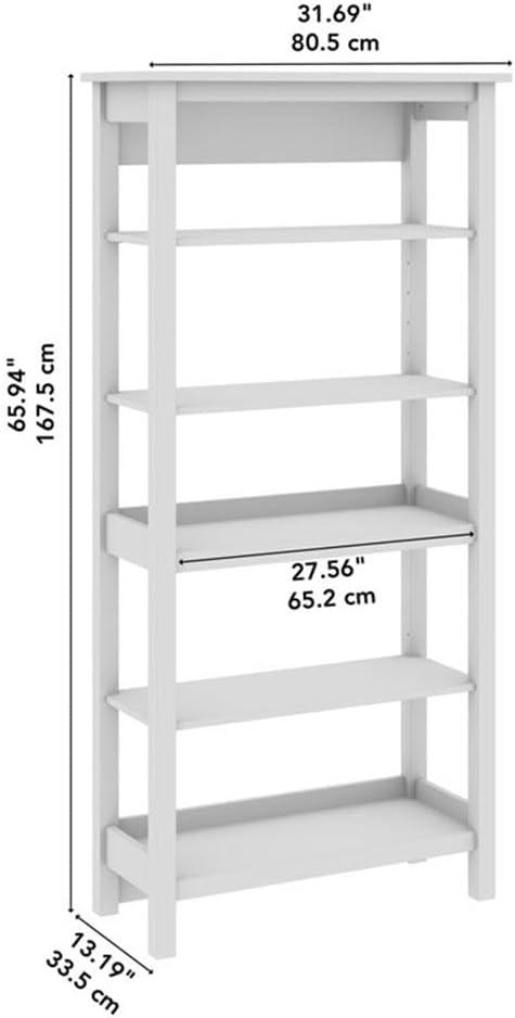 Mayfield Tall 5 Shelf Bookcase in Pure White and Shiplap Gray - Engineered Wood