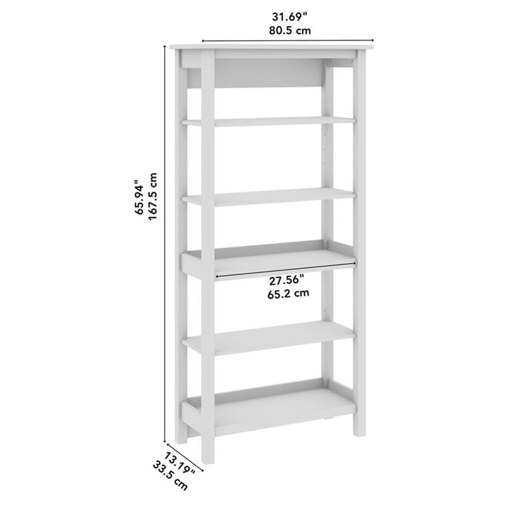 Mayfield Tall 5 Shelf Bookcase in Pure White and Shiplap Gray - Engineered Wood