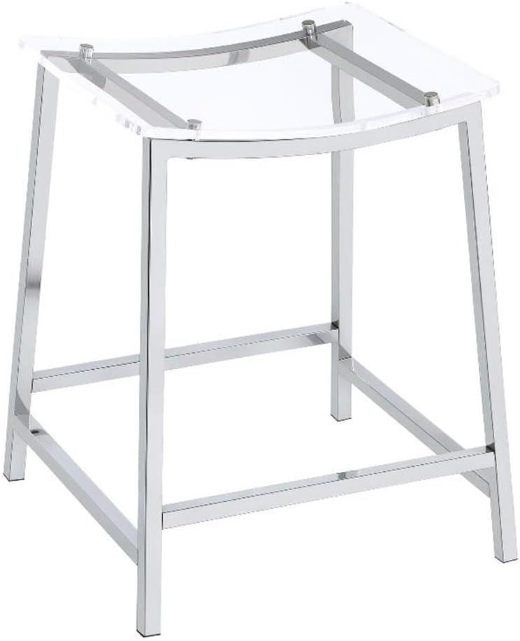 Coaster Set of 2 Jovani Modern Acrylic Backless Counter Height Barstools Clear/Chrome