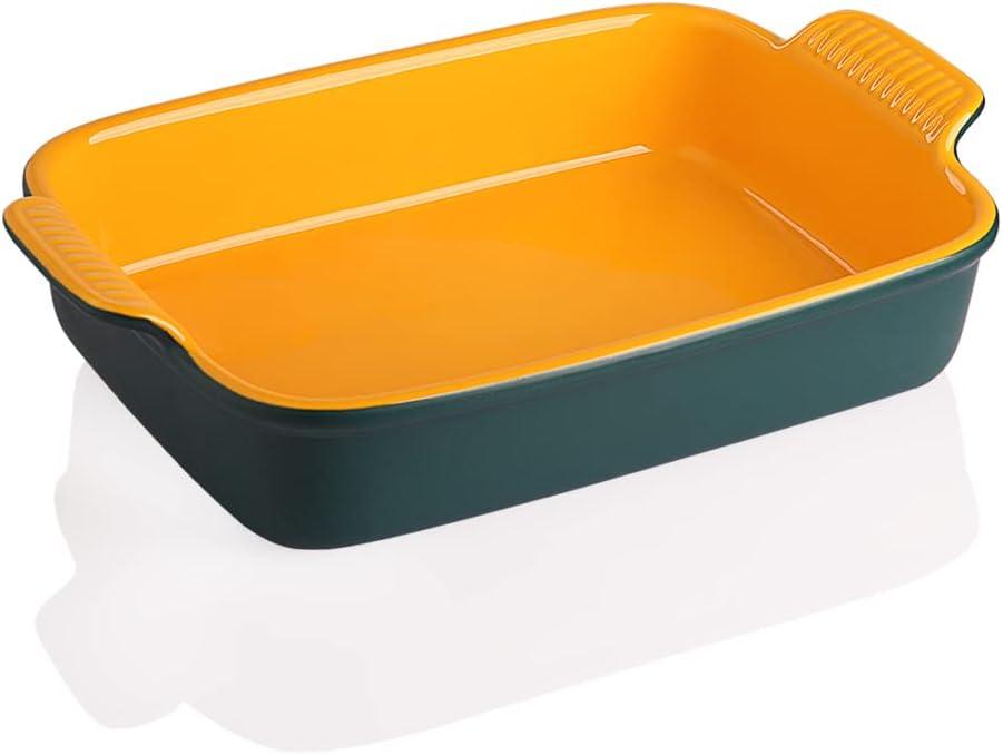Sweejar Porcelain Baking Dish, Rectangular Bakeware Lasagna Pan, Casserole Dish for Daily Use, 13*9.6 inch ,Red