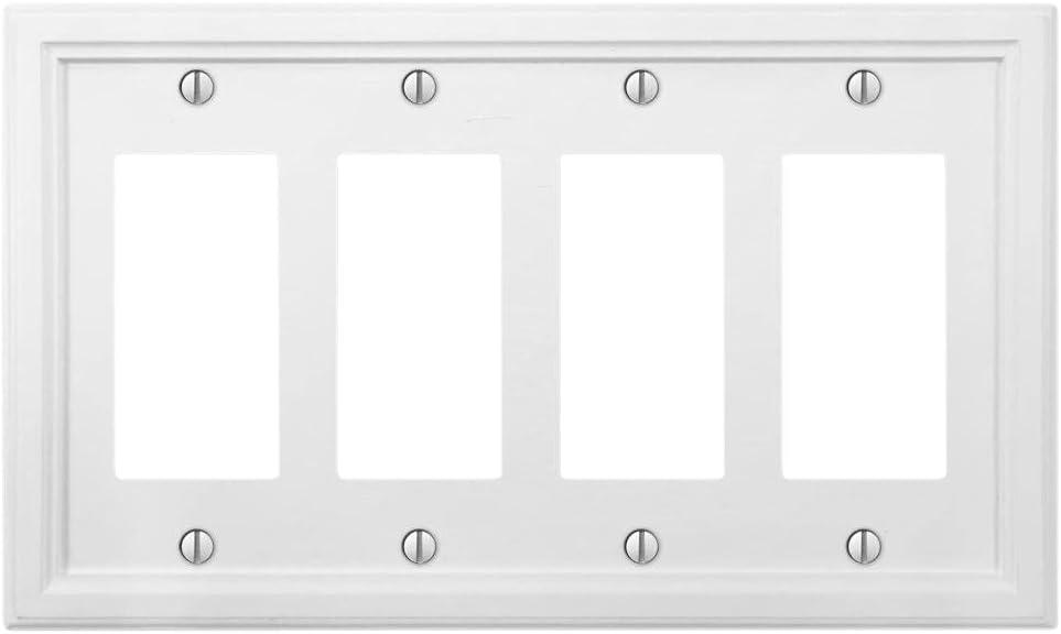 Amerelle 4052R4W Elly Wallplate, 4 Rocker, Wood, White, 1-Pack