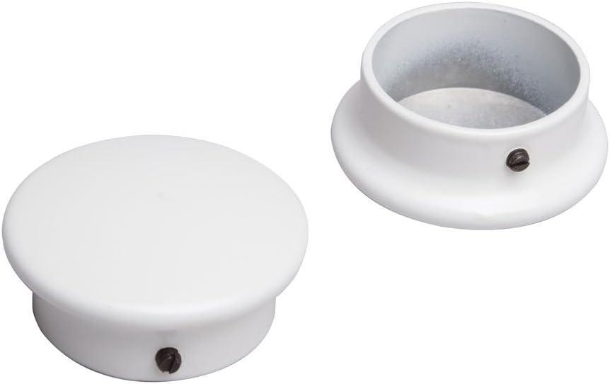 White Zinc Decorative Closet Pole End Caps, 2-Pack