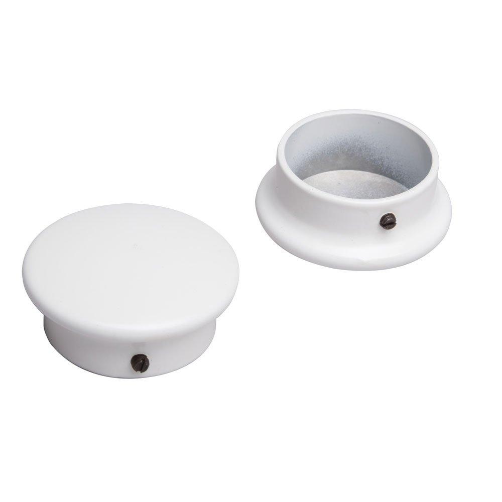 White Zinc Decorative Closet Pole End Caps, 2-Pack